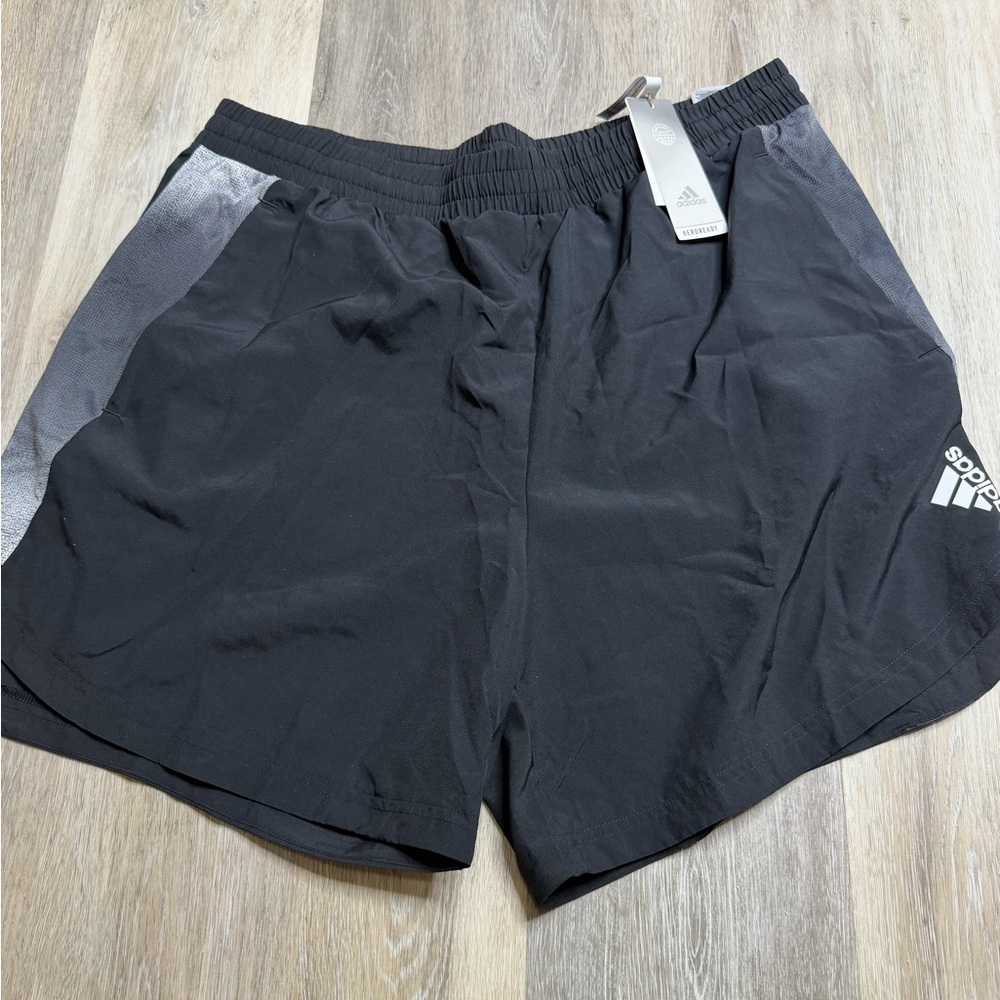 adidas Men’s Black Athletic Shorts with Silver Side Panels